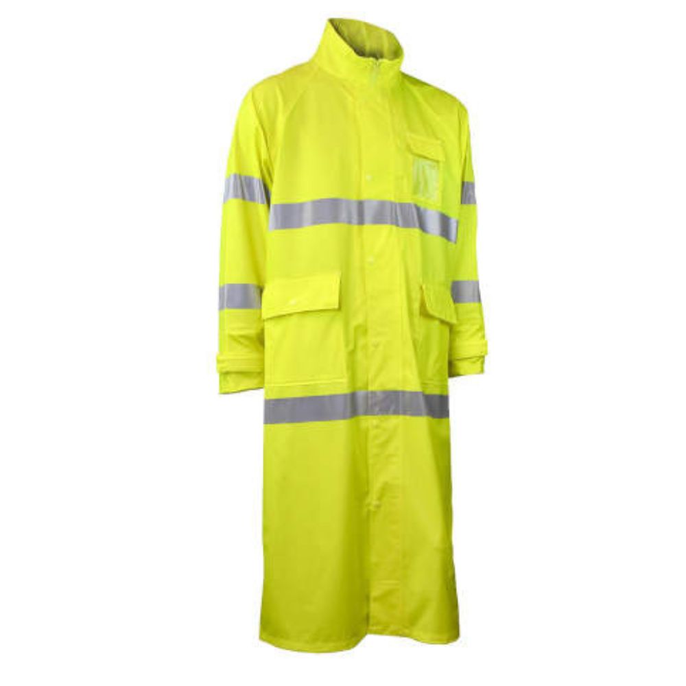 Radians RW07J – Safety Green High Visibility Rain Jackets | Front Right view 