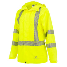 Load image into Gallery viewer, Radians RW12L – Safety Green Hi-Viz Rain Jackets | Front Left View 
