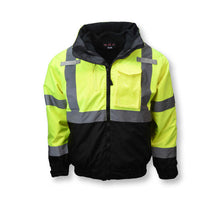 Load image into Gallery viewer, Radians SJ210B-3ZGS - Safety Green Hi-Viz Bomber Jacket | Front View
