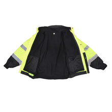 Load image into Gallery viewer, Radians SJ320-3ZGS - Safety Green Hi-Viz Bomber Jacket | Inside View Fleece
