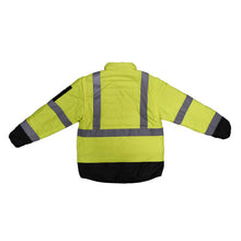 Load image into Gallery viewer, Radians SJ510 - Safety Green Hi-Viz Bomber Jackets | Back Flat View
