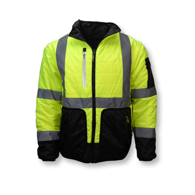 Radians SJ510 - Safety Green Hi-Viz Bomber Jackets | Front View