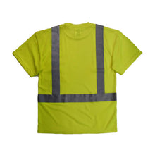 Load image into Gallery viewer, Radians ST11-2PGS - Safety Green Hi-Viz Short Sleeve Shirts | Back Flat View
