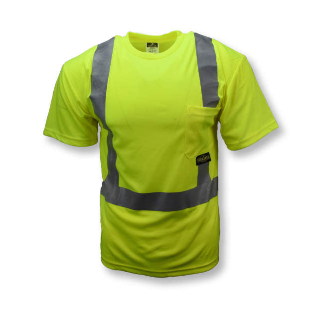 Radians ST11-2PGS - Safety Green Hi-Viz Short Sleeve Shirts | Front View