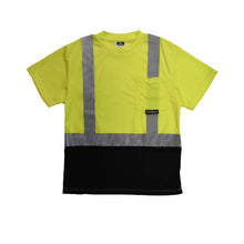 Load image into Gallery viewer, Radians ST11B-2PGS - Safety Green Hi-Viz Short Sleeve Shirt | Front Flat View
