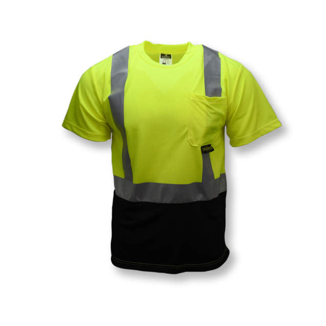 Radians ST11B-2PGS - Safety Green Hi-Viz Short Sleeve Shirt | Front View