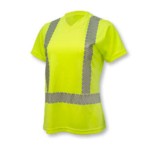 Load image into Gallery viewer, Radians ST11W-2PGS - Safety Green Hi-Viz Women&#39;s Shirt | Front Left View
