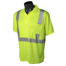 Load image into Gallery viewer, Radians ST12-2PGS - Safety Green Hi-Viz Polo Shirt | Front Left View

