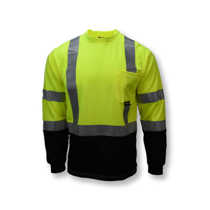 Radians ST21B-3PGS - Safety Green Hi-Viz Long Sleeve Shirts | Front View