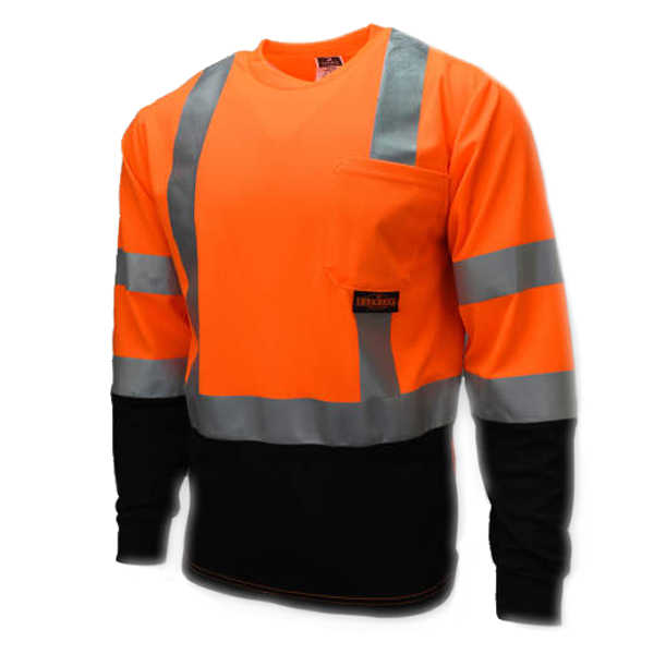 Radians ST21B-3POS - Safety Orange Hi-Viz Long Sleeve Shirts | Front Left View