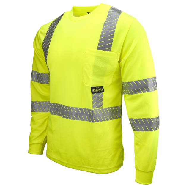 Radians ST24-3PGS - Safety Green Hi-Viz Long Sleeve Shirt | Front Left View