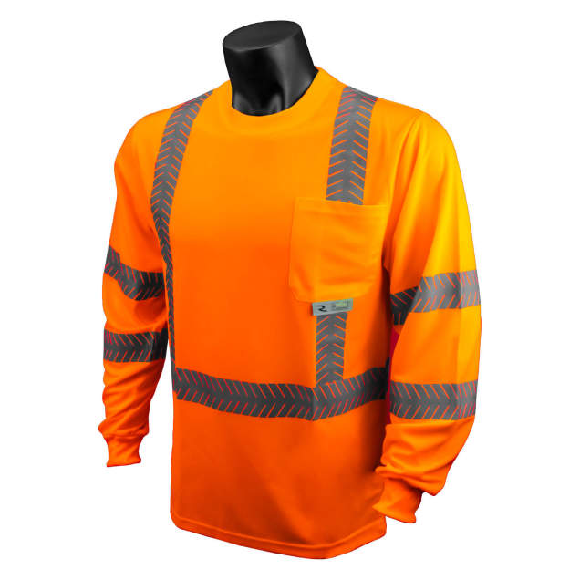 Radians ST24-3POS - Safety Orange Hi-Viz Long Sleeve Shirt | Front Left View