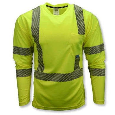 Radians ST31-3PGS - Safety Green Hi-Viz Long Sleeve Shirt | Front View