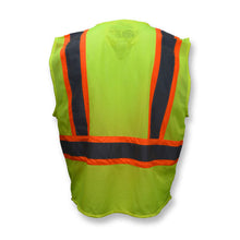 Load image into Gallery viewer, Radians SV225-2ZGM - Safety Green ANSI Class 2 Safety Vest | Back View
