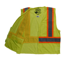 Load image into Gallery viewer, Radians SV225-2ZGM - Safety Green ANSI Class 2 Safety Vest | Front View Open
