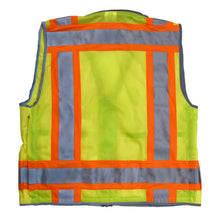 Load image into Gallery viewer, Radians SV55-2ZGD - Safety Green Surveyor Safety Vest | Back Flat View
