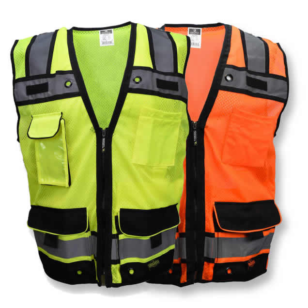 thumbnail image 2 of LINE2design High Visibility ANSI Safety Vest - EMS, Public Safety, Polyester, Large, Yellow With Navy Trim 2 of 4