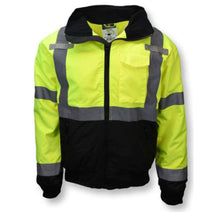 Load image into Gallery viewer, Radians SJ110B-3ZGS - Safety Green Hi-Viz Bomber Jacket | Front View
