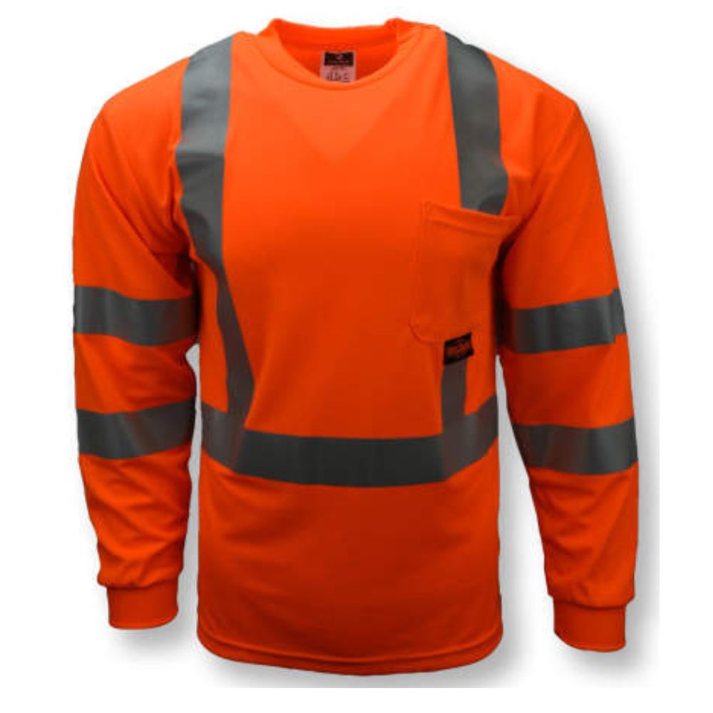 Radians ST21-3POS - Safety Orange Hi-Viz Long Sleeve Shirt | Front View