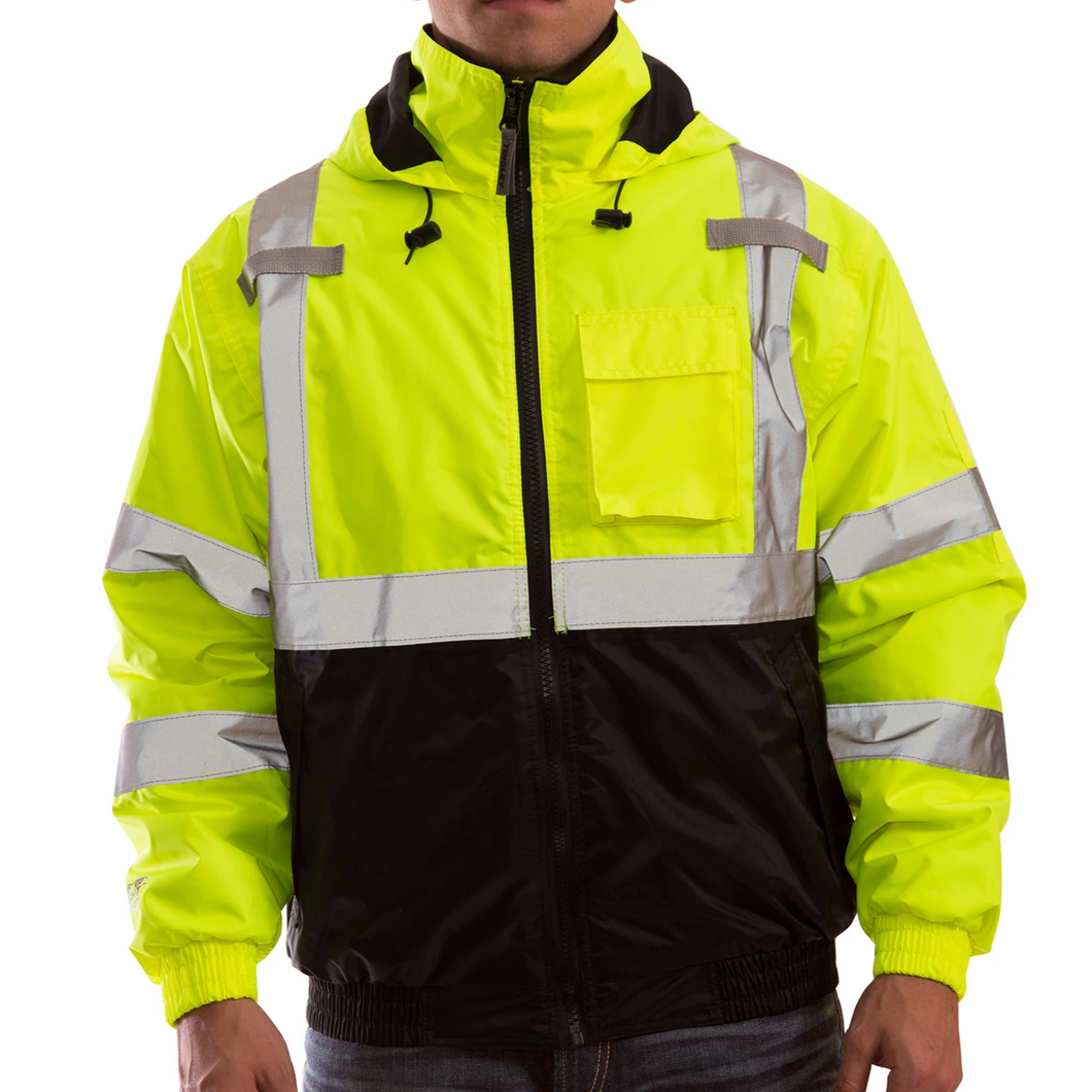 Tingley J26112 – Safety Green Hi-Viz Bomber Jacket | Front View 