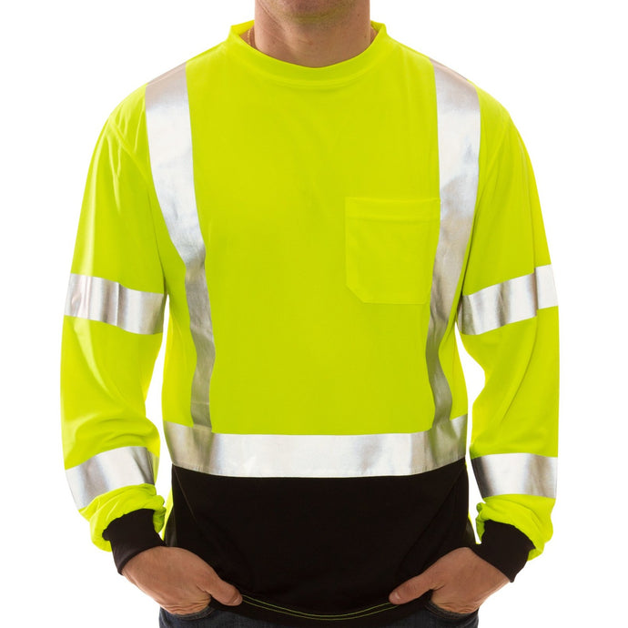  3C Products ST3000, ANSI/ISEA Class 3, Men's High Vis Long  Sleeve Safety T-Shirt, UV Protection, Reflective, Neon Green,S: Clothing,  Shoes & Jewelry