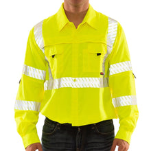 Load image into Gallery viewer, Tingley S76522 - Safety Green Hi-Viz Button Down Shirt | Front View Full
