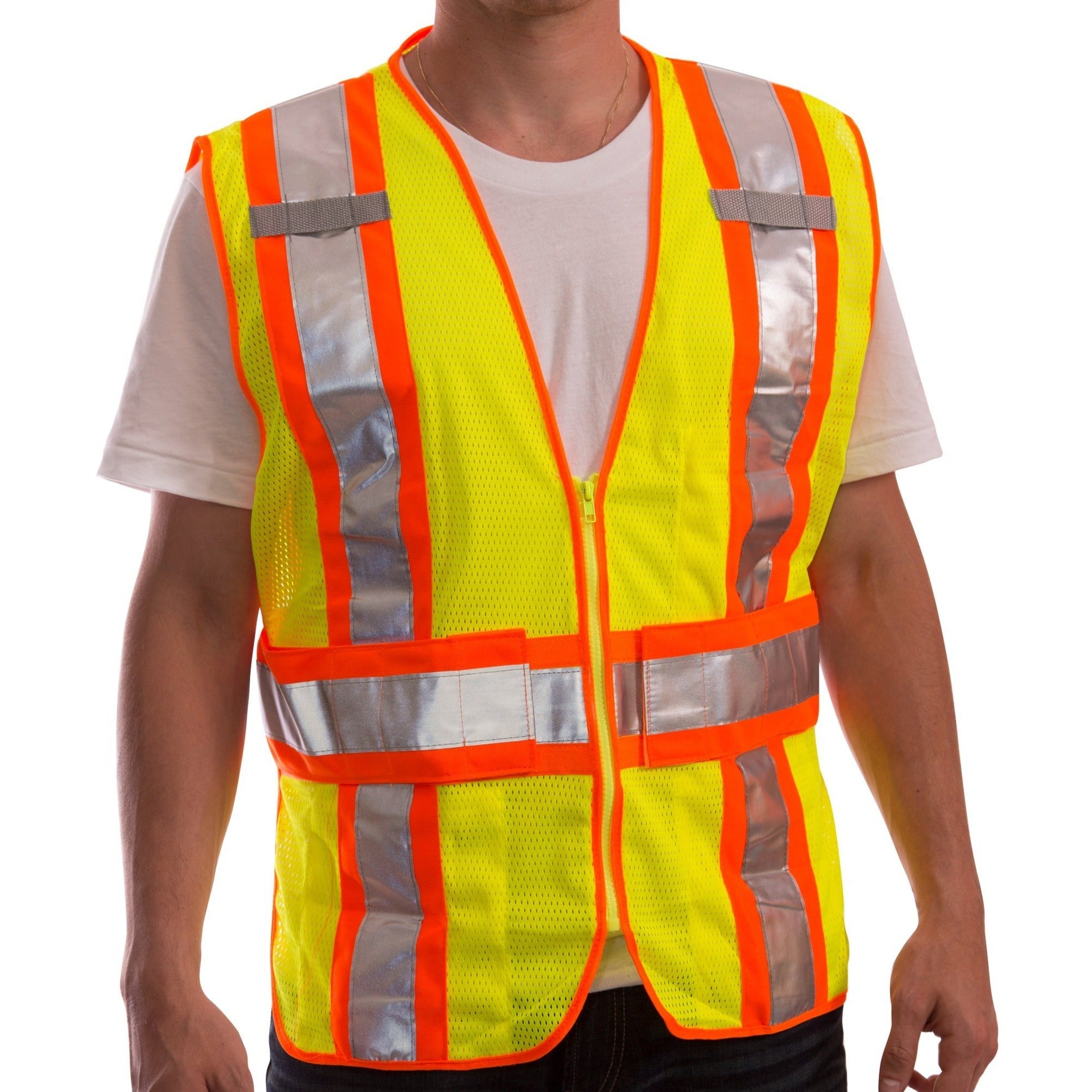 thumbnail image 2 of LINE2design High Visibility ANSI Safety Vest - EMS, Public Safety, Polyester, Large, Yellow With Navy Trim 2 of 4